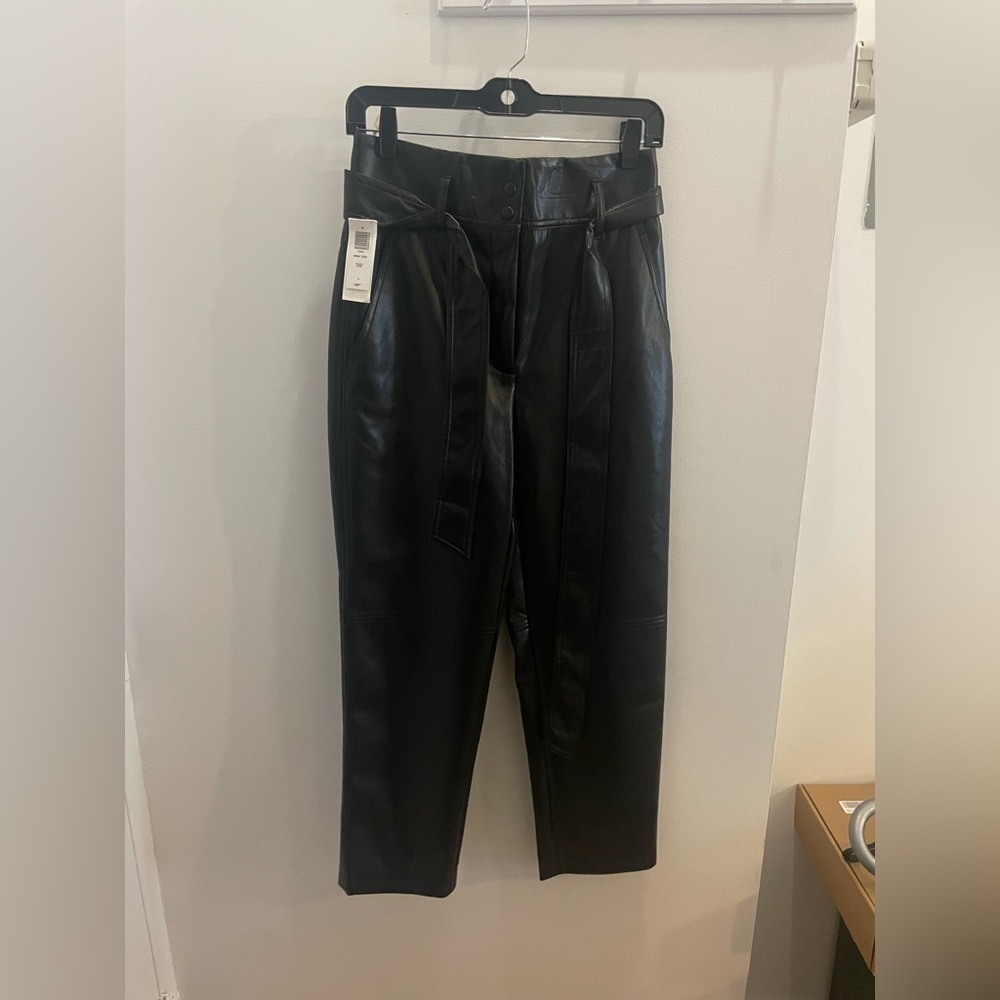 NWT Aritzia Wilfred High Waist Tie Front Leather Pant